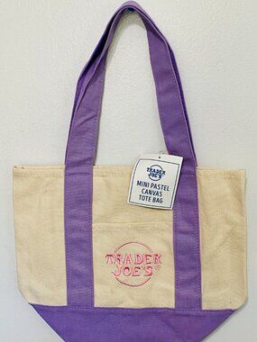 NEW Purple 2026 Trader Joe's Mini Canvas Tote Bag